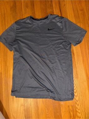 Nike Short Sleeve Crew Tee — Charcoal Gray with Black Swoosh